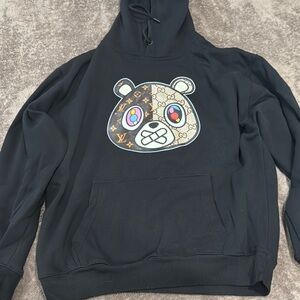 Black Hoodie with Bear Graphic
